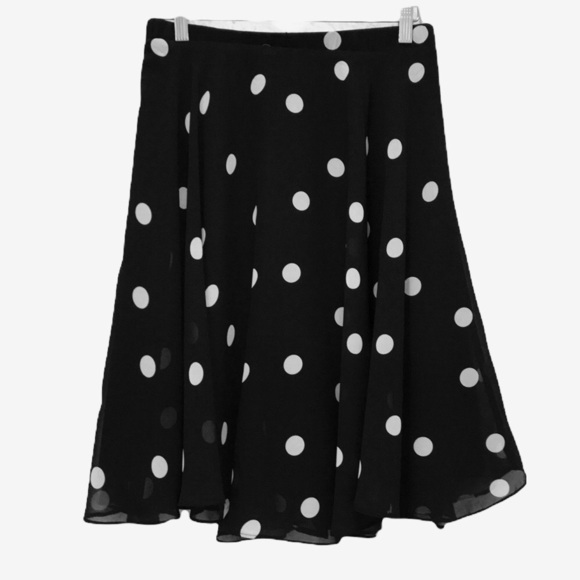 PREMISE Black Ground/White Dot Comfort Fit Elastic Waist Skirt - Picture 1 of 7